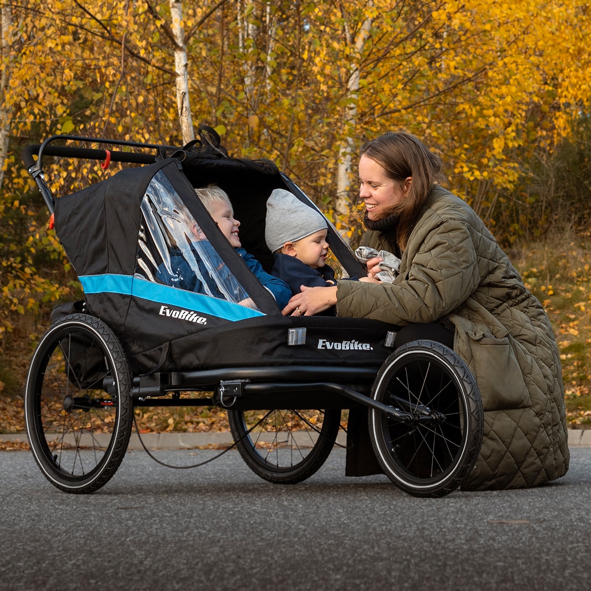 Cykelvagn Evobike Väddö Barnvagnskit/Stroller - Svart/Blå